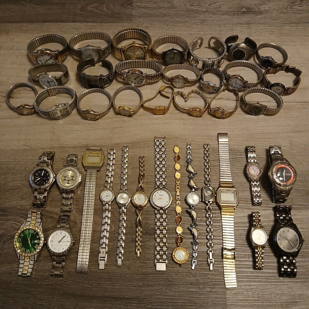 Lot 35+ Watches Parts/Repair ALL Metal Timex Casio Nine West Relic Armitron
